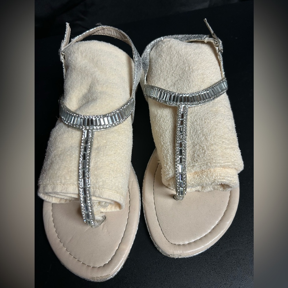 Silver Embellished Sandals - Size 9